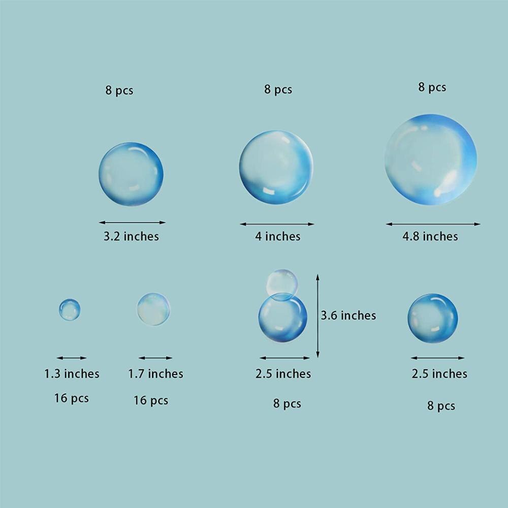 Under havet gennemsigtig hvid klar ocean bobler cirkel aftageligt tapet badeværelse vindue væg klistermærke hjem diy pvc mærkater: Blå farve