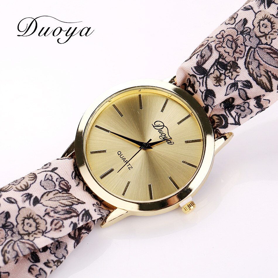 Women Watches Ribbon Floral Cloth Quartz Girl Dial Wristwatch Bracelet Bow Tie Relogio Feminino Zegarek Damski