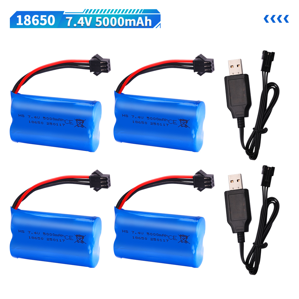7.4V 5000mAh SM-3P Li-ion battery for MN128 Watch Gesture Sensing Twisted RC stunt car 18650 7.4v battery For RC Cars SM3P Plug: Dark Khaki