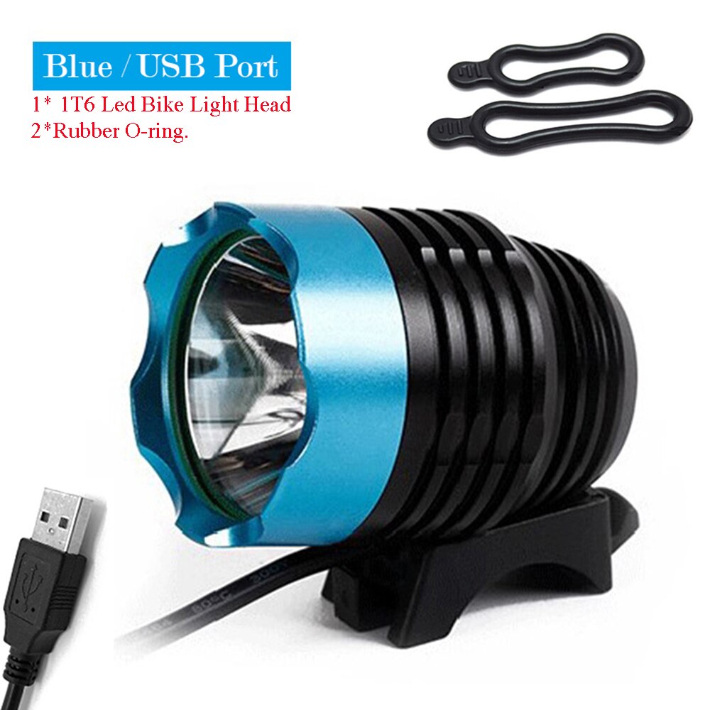 T6 LED Bike Light Front Handlebar Bicycle Spotlight MTB Lamp Riding Headlight DC USB Port for Cycling Mountain Bike Accessory ﻿: Blue