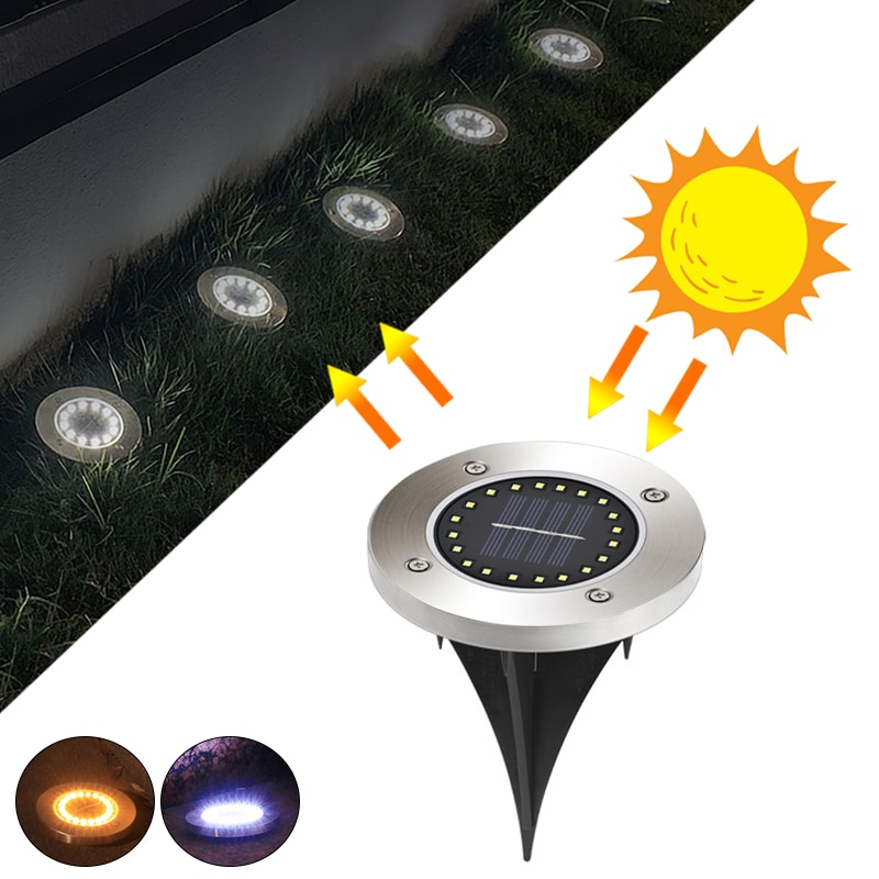 Outdoor Solar Powered Ground Light Waterproof Garden Pathway Deck Lights With 8/12/20 LED Lamp for Home Yard Driveway Lawn Road
