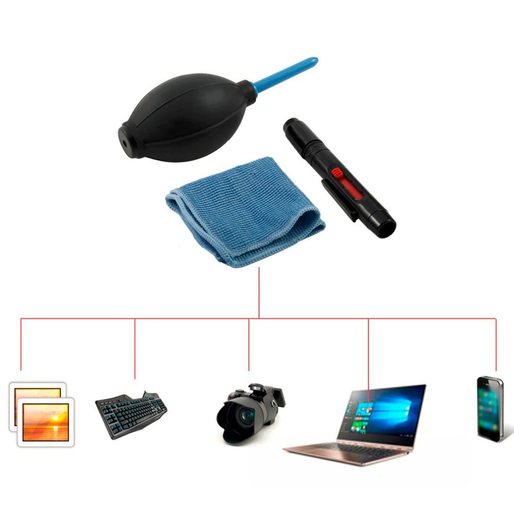 3-In-1 Panno di Pulizia Spazzola E Aria Ventilatore Fotocamera Digitale di Pulizia Della Polvere Kit Fotografia Professionale Strumento di Pulizia