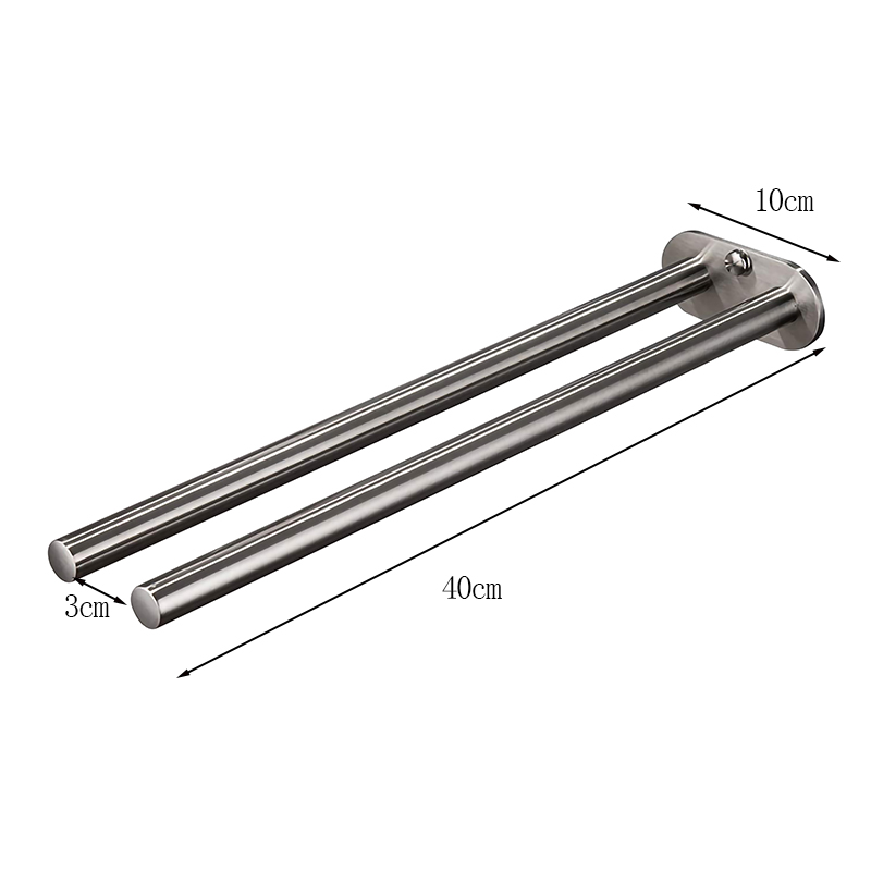 Toallero de baño, soporte de acero inoxidable, toallero doble negro de pared, barra de mano, colgador de toallas, soporte de escalera, accesorios de baño: Plata