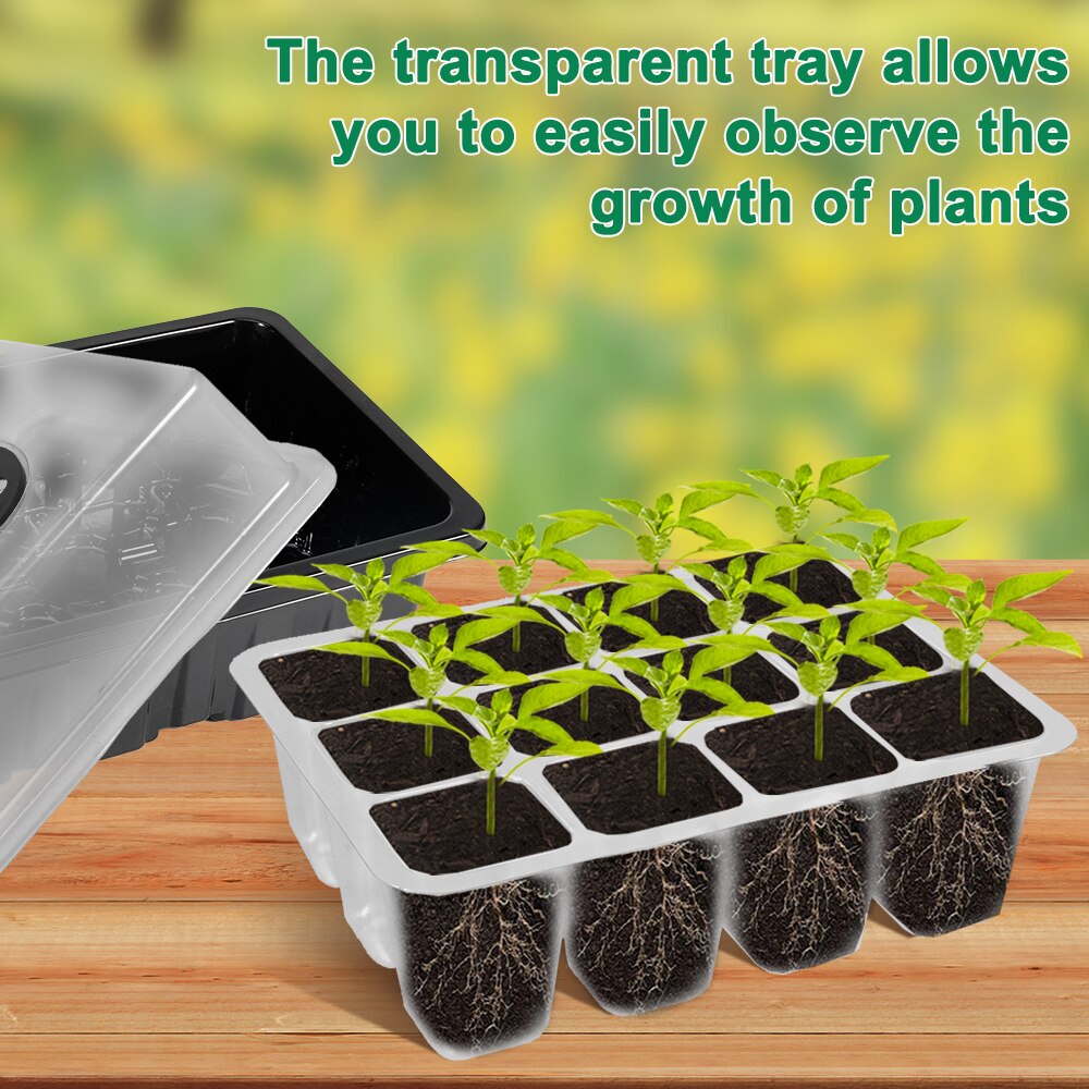 5Pack Plant Seed Seedling Starter Trays Kit with Grow Light Indoor Greenhouse Mini Propagator Station for Seeds Growing Starting