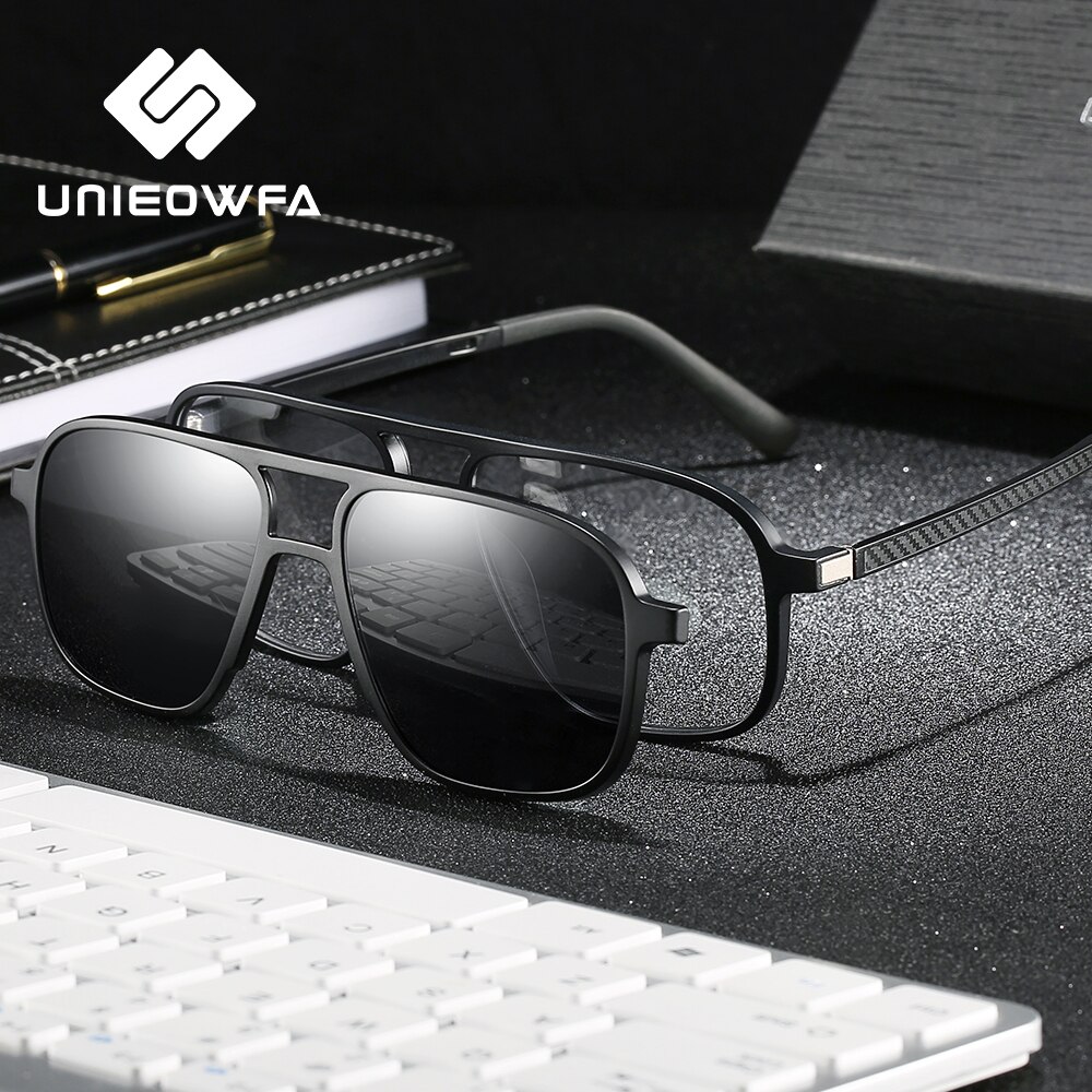 Optical Magnetic Clip on Glasses Frame Men Clear Prescription Myopia Eyeglasses Frame Polarized Magnet Clip Sunglasses Men Brand