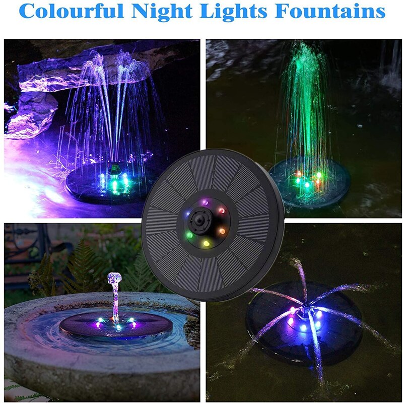 Mini Solar Water Fountain Pool Pond Waterfall Fountain Garden Decoration Outdoor Bird Bath Solar Powered Fountain Floating Water