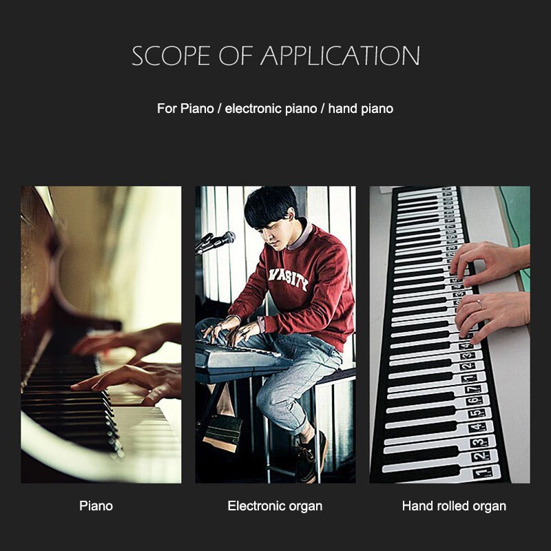 Klawiatura muzyczna naklejki na pianino kolorowe przezroczyste wymienny klawiatura pianina uwaga naklejki dla 37 49 54 61 88 klawisze klawiatury