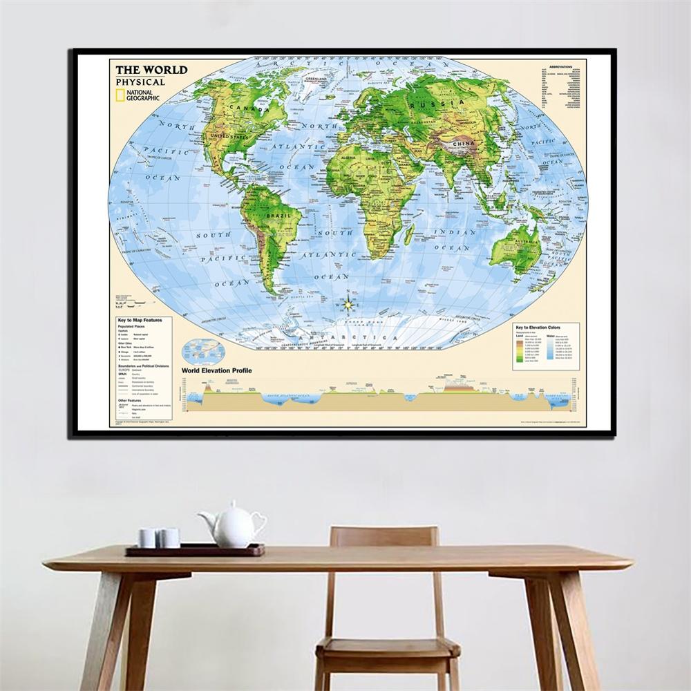 24 X 36 Tuumaa Maailman Fyysinen Kartta Avaimella Grandado 24 X 36 Tuumaa Maailman Fyysinen Kartta Avaimella Grandado