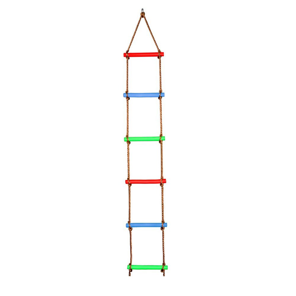 6 Rungs Wooden Rope Ladder Multi Rungs Safe Sports Rope Swing Swivel Rotary Connector Tools Children Activity Climbing Game Toys: Mixed Color