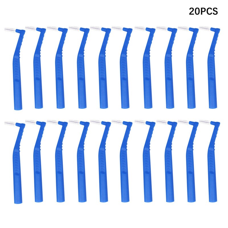 20 Stks/doos L Vorm 0.6-1.5Mm Volwassenen Rager Push-Pull Tandenstoker Interdentale Tandenborstel Tooth Pick voor Orale Reiniging: 1.0 -1.2mm Blue