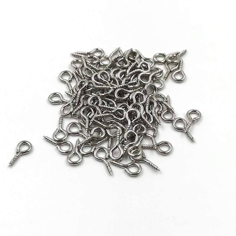 Mini épingles à vis pour la fabrication de bijoux, 100 – 200 pièces/lot, perles, crochets filetés, œillets, fermoirs, fournitures de bricolage: Rhodium / 6x13mm 100Pcs