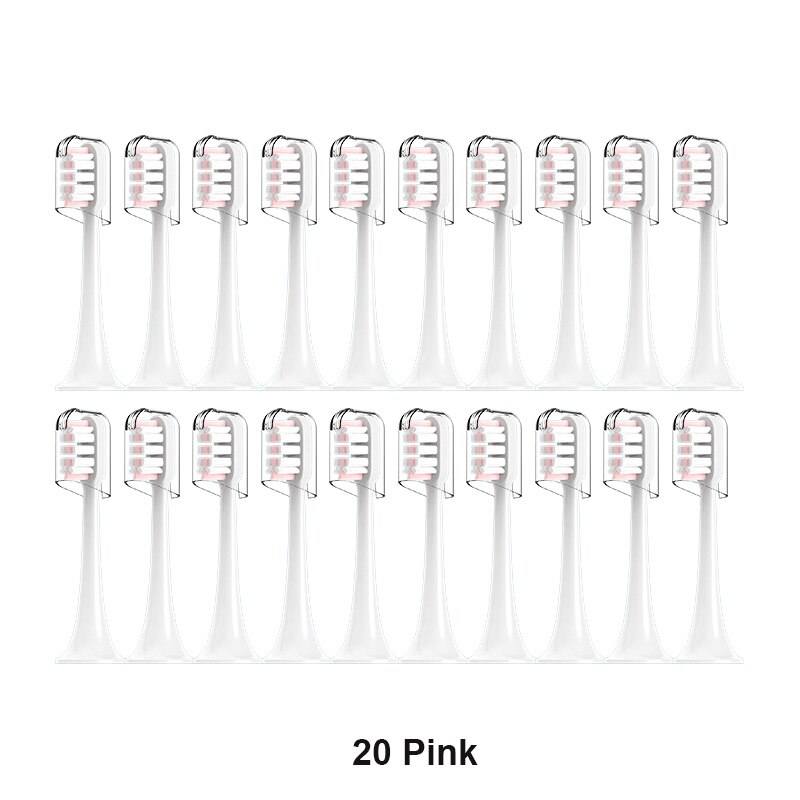 For xiaomi Mijia T300/T500/T700 Sonic Electric Toothbrush Heads Replaceable Refill Nozzles 4 Colors with Anti-Dust Caps 4/20Pcs: Brown