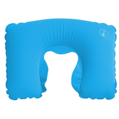 Oreiller gonflable Portable en forme de U, 1 pièce, repose tête de voiture, coussin d&#39;air, oreiller de sommeil confortable, accessoires de voyage: BLEU CIEL