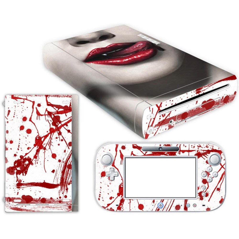 PVC printing skin vinyl stickers for wii u console and controller: TN-WiiU-0374