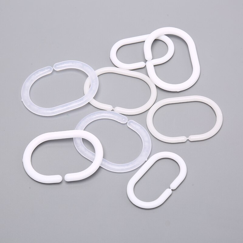 Anneaux de rideau de douche à crochet unique, 12 pièces, crochets en plastique pour salle de bain, accessoires de rideau de douche