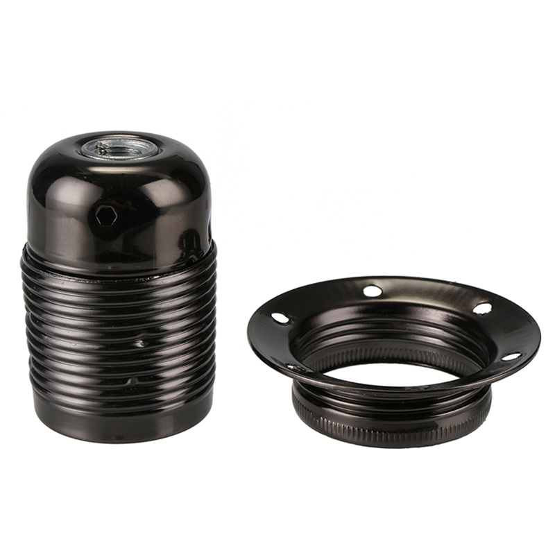 Portalampada a portato E27 Vintage ▾ fai-da-te base per lampadina a sospensione industriale con anello Portalampada adattatore per attacco a vite retrò: Avorio