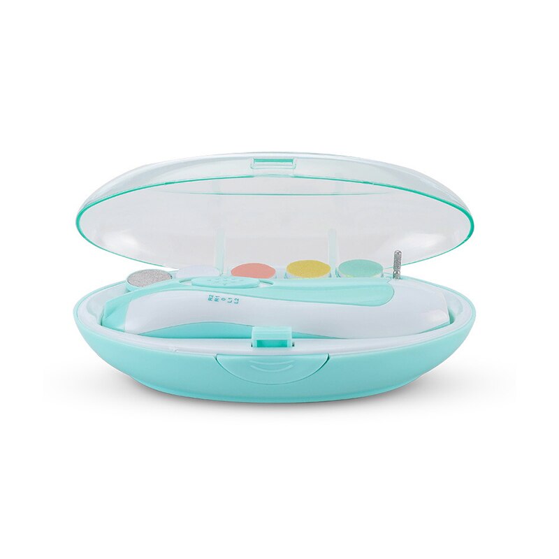 6 stk baby elektrisk neglepolerer elektrisk negleklipper babyklipper manicure sæt sikkerhedsslibe pleje sæt nyfødte baby pleje sæt: Blå