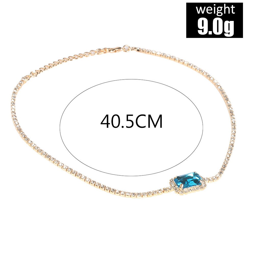 MLING Square Pendant Necklace For Women Crystal Gold Color Choker Necklace Jewelry