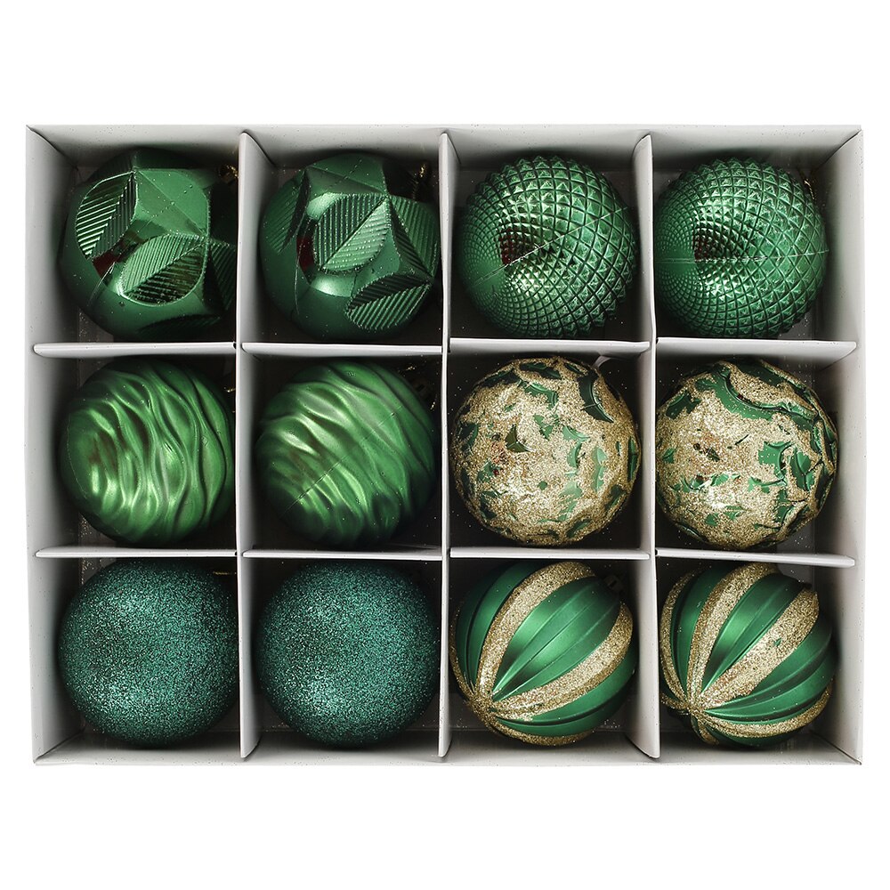 12pcs 6cm Luxury Christmas Tree Ornaments Balls Hanging Xmas Tree Decor Ball for Home Year Party: F