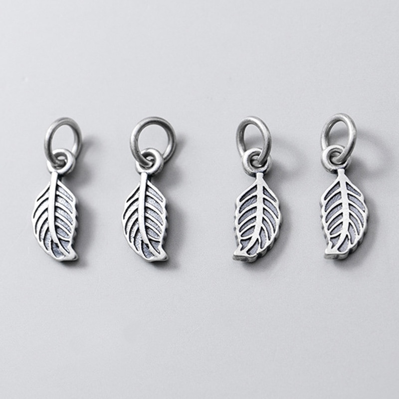 925 Sterling Zilver Casual Handgemaakte Matte Kleine Blad Charms Decoratie Ornament Matte S925 Zilveren Hanger Diy Sieraden Bevindingen