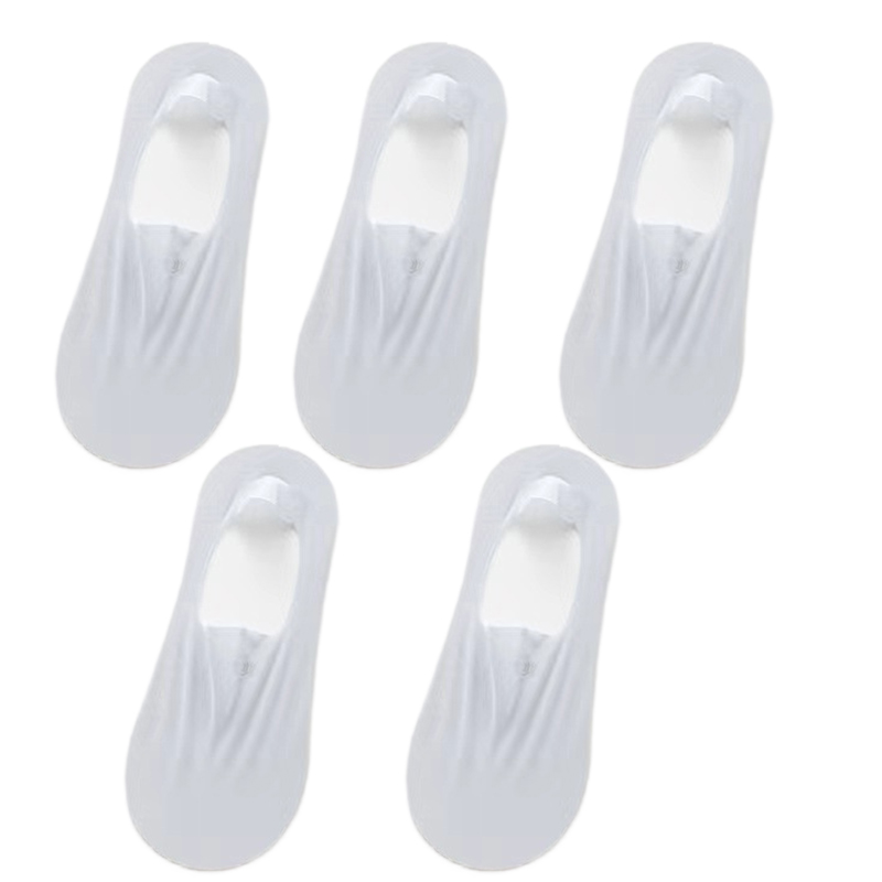 5Pairs Women Invisible Boat Socks Breathable Silicone Non-slip Ultra-thin Sock Slippers Elastic Ice Silk Low Sox: Brown
