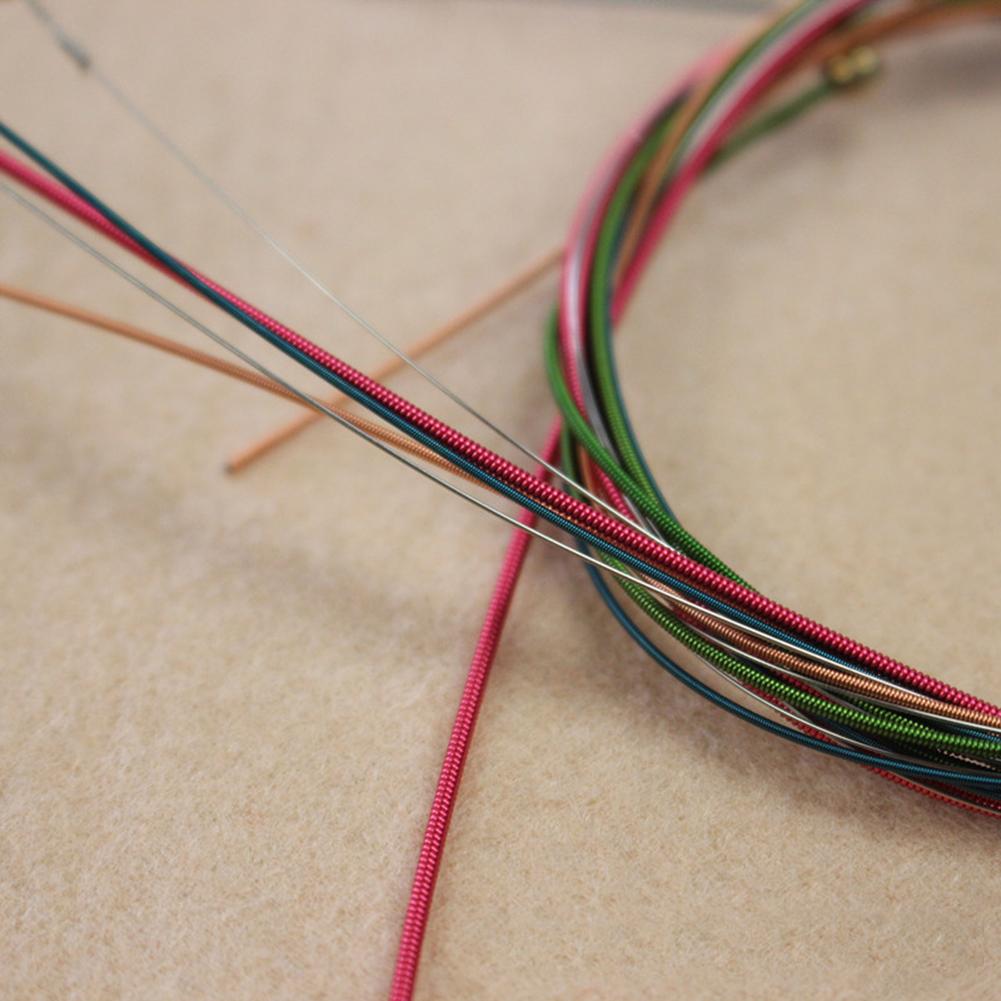 6pcs/set Acoustic Guitar Strings Rainbow Colorful Guitar Strings for Folk Acoustic Classic Guitar Parts Stainless Steel Strings