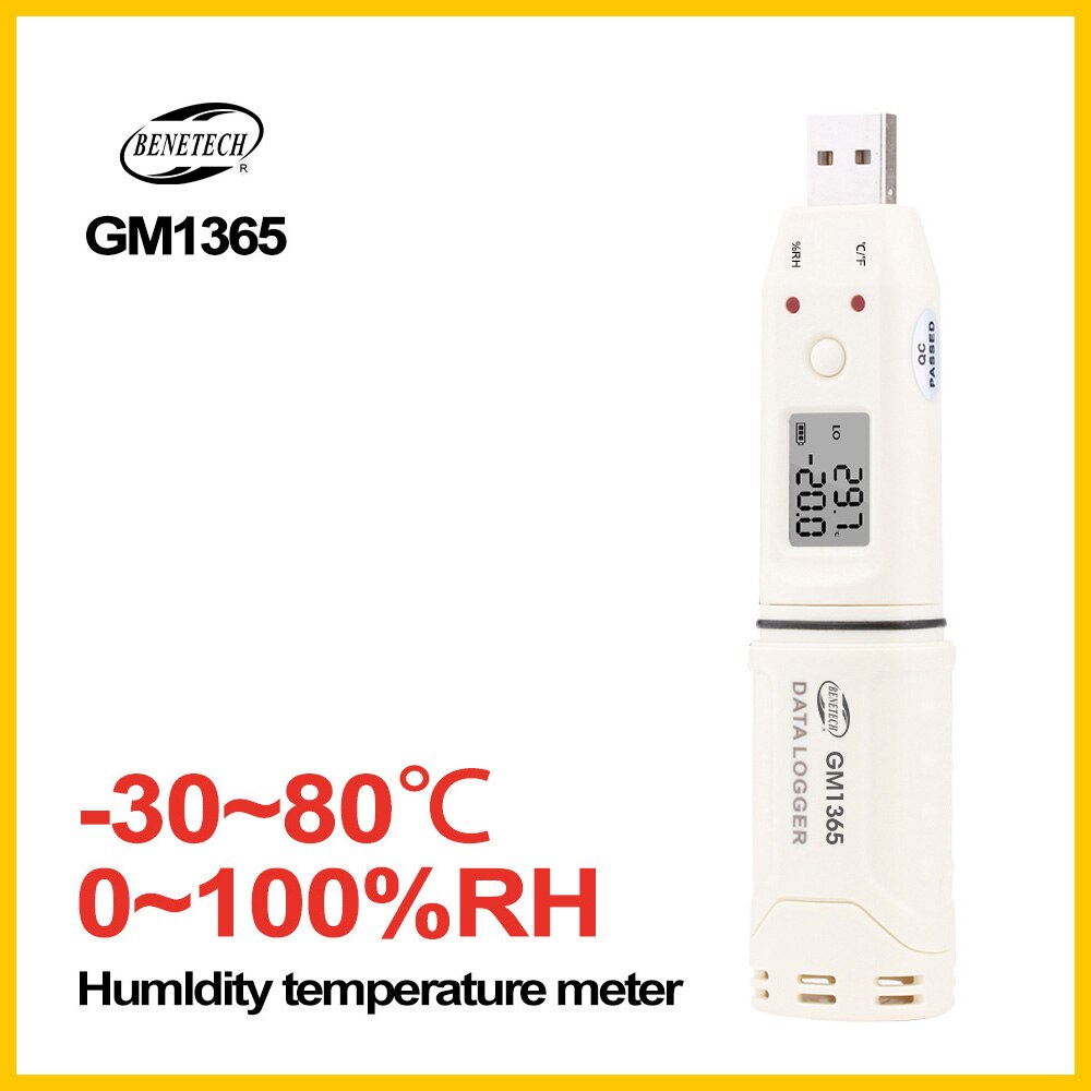 LCD Humidity Temperature Data Logger USB Digital Temperature Humidity Recorder -30~80 Celsius Tem Auto Recorder GM1365-BENETECH