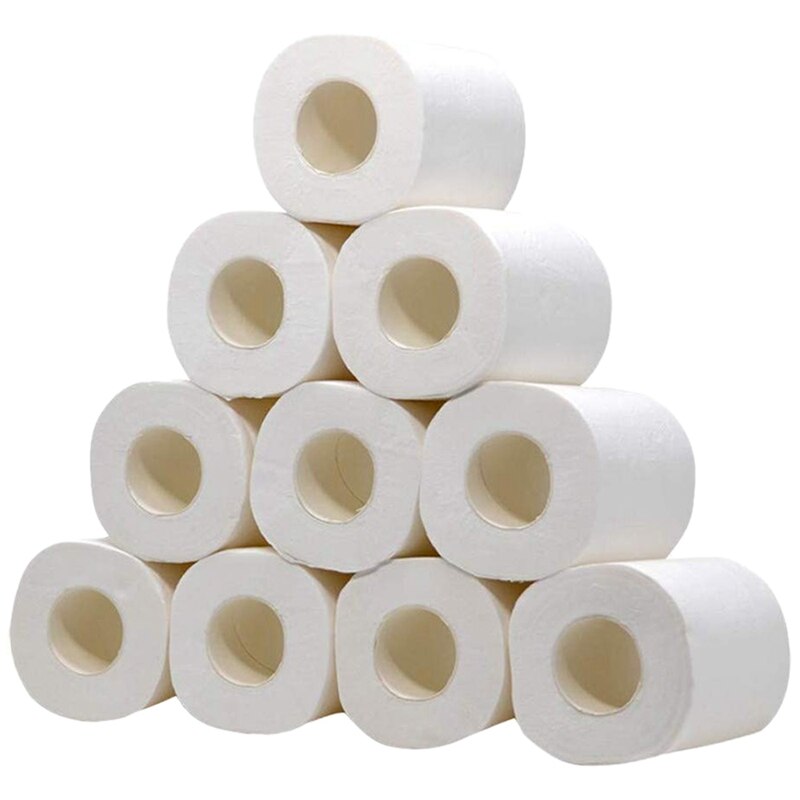 10 Rolls Toilet Paper 3-Ply Embossed Roll Tissue 110G/Roll Soft Rolls Commercial Standard Rolls