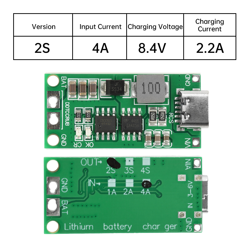 Flercells 2s 3s 4s typ-c  dc3-6v to 8.4v 12.6v 16.8v step-up boost 18650 litiumbatteri lipopolymer litiumjonladdningskort: Blå