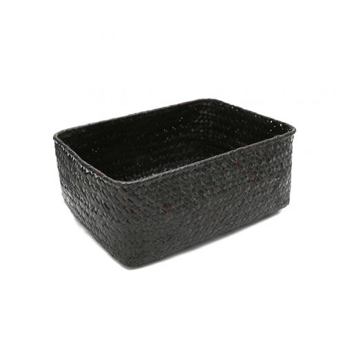 Handmade Weaving Fruit Basket Storage Rattan Cosmetics Cloth Vegetables Fruit Sundries Decoration Tea Basket Picnic Tools: Black M