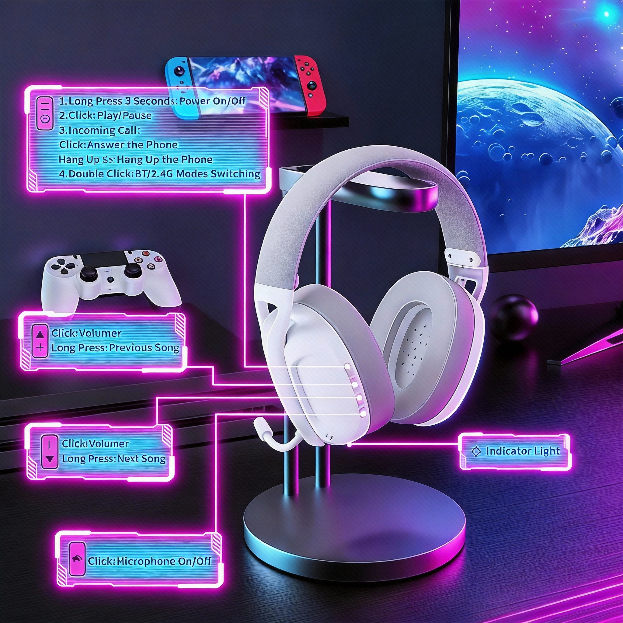 SMAILWOLF L80 Bluetooth wireless wired three-mode gaming headset laptop home lightweight headset with microphone