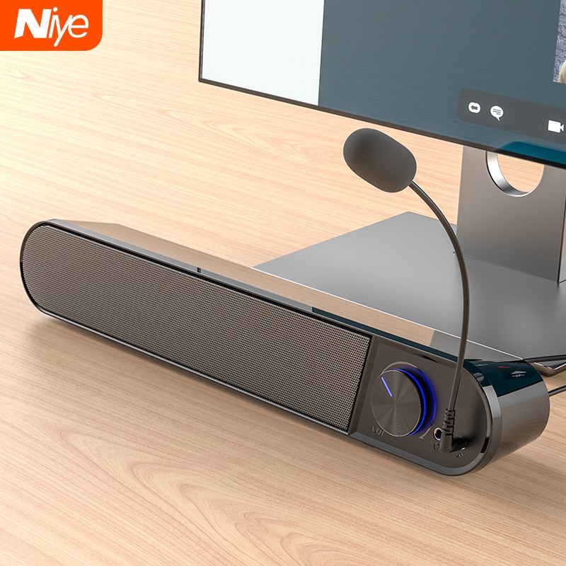Computer Speaker Bar Bluetooth Speakers Mic Microphone Wireless Stereo Surround Subwoofer Wired For Laptop PC TV Aux Speaker