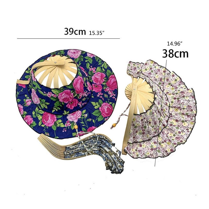 Hat for Traveling Adjustable Hat to Handheld Folding Fan Foldable Bamboo Hat and Fan Summer Beach Foldable Hat and Fan Au17 21