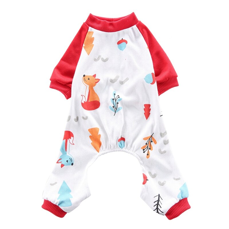 Hond Kleding Gedrukt Casual Waterdichte Pyjama Kostuums Bovenkleding Voor Kleine Honden Puppy Product Huisdieren Benodigdheden: Rood / M