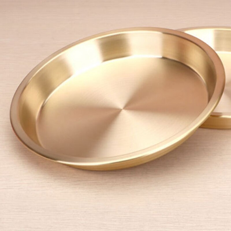 24CM Plate Thickened Pure Copper Plate Dinner Plate Fruit Plate Wedding Plate Tray Steamed Fish Chicken Plate