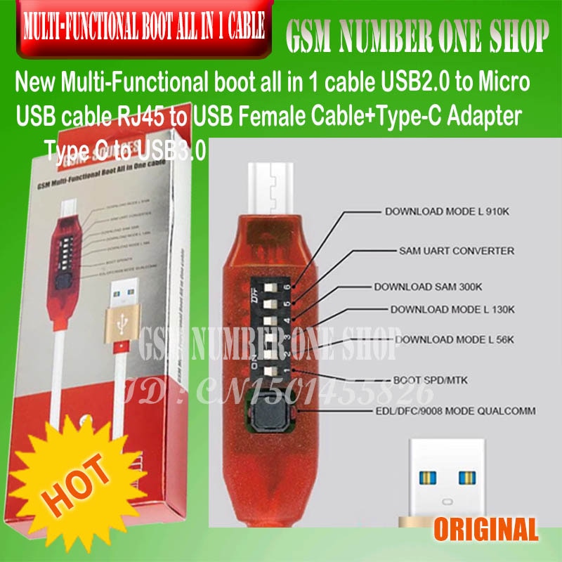 Micro USB RJ45 All in 1 Boot Cable for Qualcomm EDL/DFC/9008 Mode Support Fast Charge MTK/SPD Box Octopus Box Dongle USB Adapter