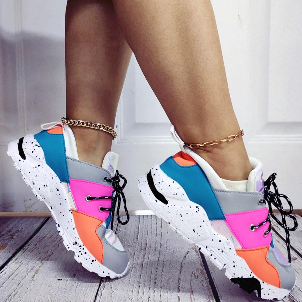 Karinluna , , cordones de zapatos coloridos, zapatos planos de mujer con plataforma, atados a la cruz, zapatillas de deporte informales INS, calzado de mujer