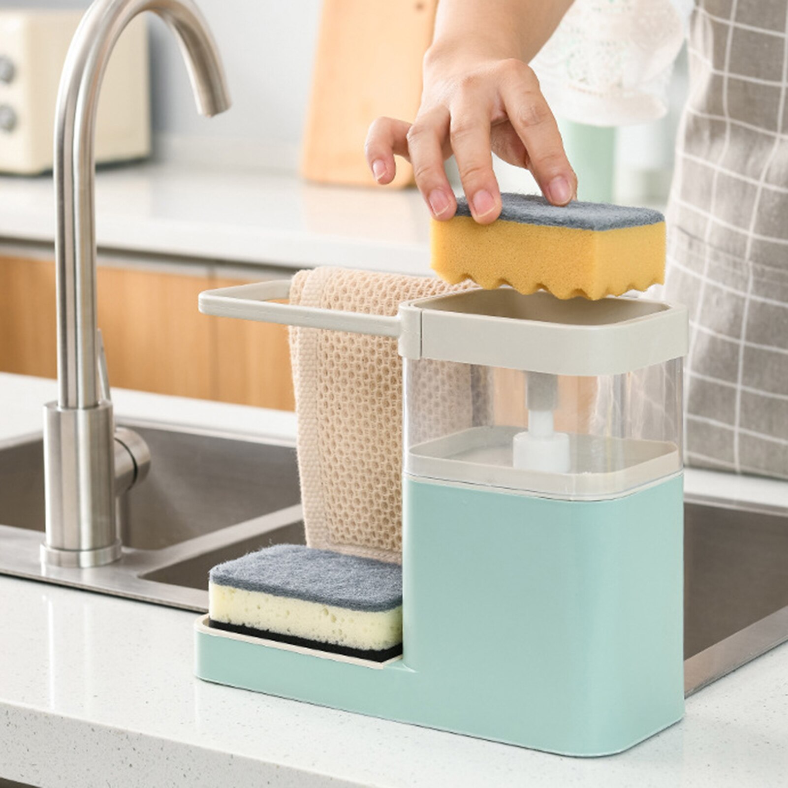 Recipiente multifuncional para guardar jabón y lavar platos, estantería para toallas, accesorios de baño, utensilios de cocina, accesorios para la cocina, joyería de baño
