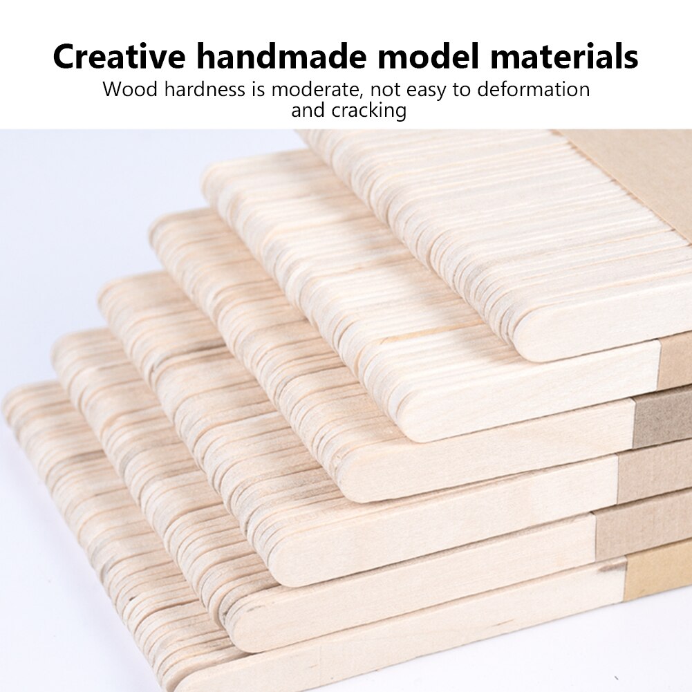 50Pcs/Set Popsicle Sticks Natural Wooden Pop Popsicle Sticks 11.4/15/14CM Length Wood Craft Ice Cream Sticks Popsicl Accesorios