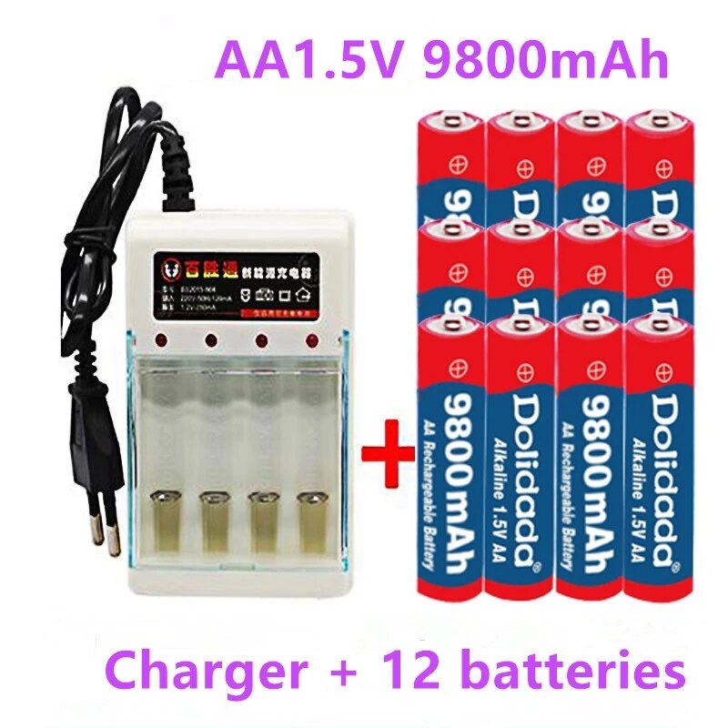 4-16Pcs Tag Aa Batterij 9800 Mah Oplaadbare Batterij Aa 1.5 V Oplaadbare Alcalinas Drummey +: Rood