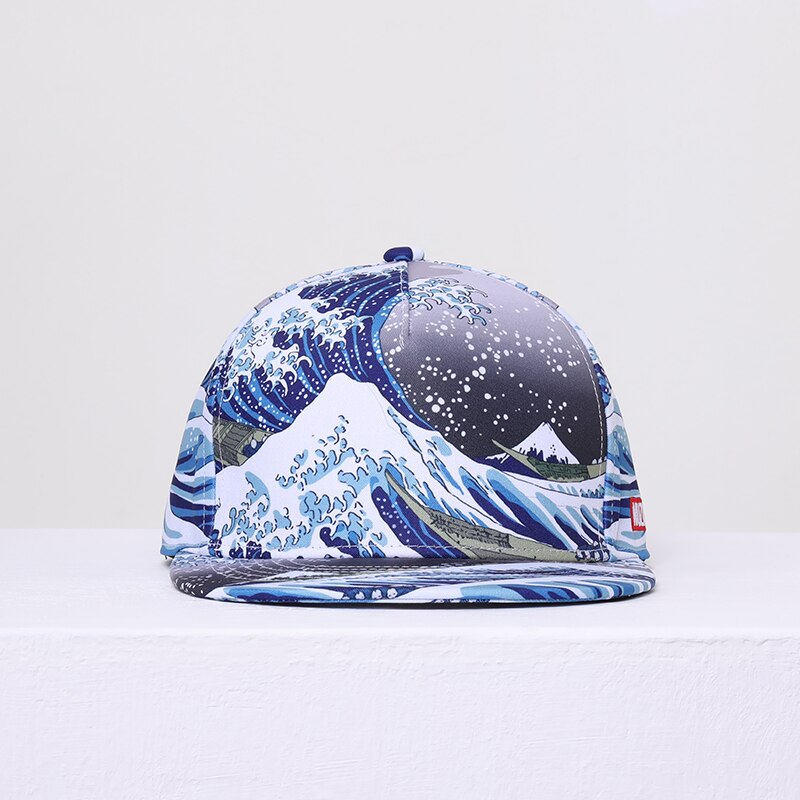 Nuzada mærke hat mænd kvinder par hip-hop hat bomuld polyester 3d trykte sommer ocean wave seaside personlighed kasketter