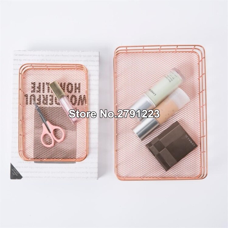 1pcs Rose Gold Metal Pen Holder Box Case desk organizer Home Desk Stationery Decor Office School Desk Accessories Supplies