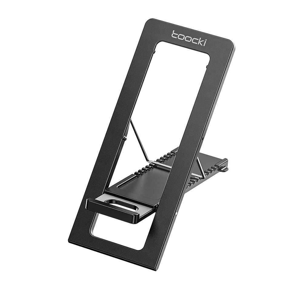 Toocki Mobile Phone Desktop Holder Stand Lazy Bracket Foldable Support Stand Mount MultiFunction Holder For 4-6.7 inch Phone: black