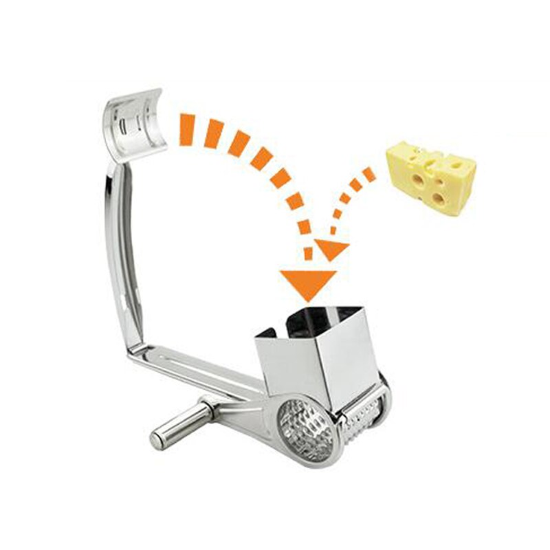 Hand-Cranked Cheese Grater Stainless Steel Rotary Cheese Graters Shredder Chocolate Cutter Garlic Grinder Kitchen Gadgets
