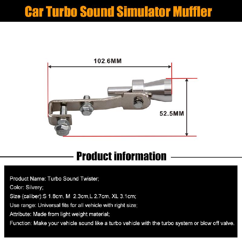 Universal Car Turbo Sound Simulator Muffler Silver S / M / L / XL Fit for Motorcycle / Car Straight Muffler