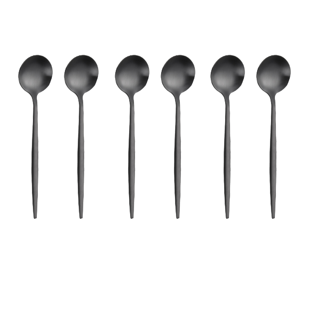 Cuillère à café dorée en acier inoxydable, 6 pièces, cuillères à café, gâteau glacé, Dessert, ensemble de cuillères, vaisselle en argent, couverts de fête: YELLOW