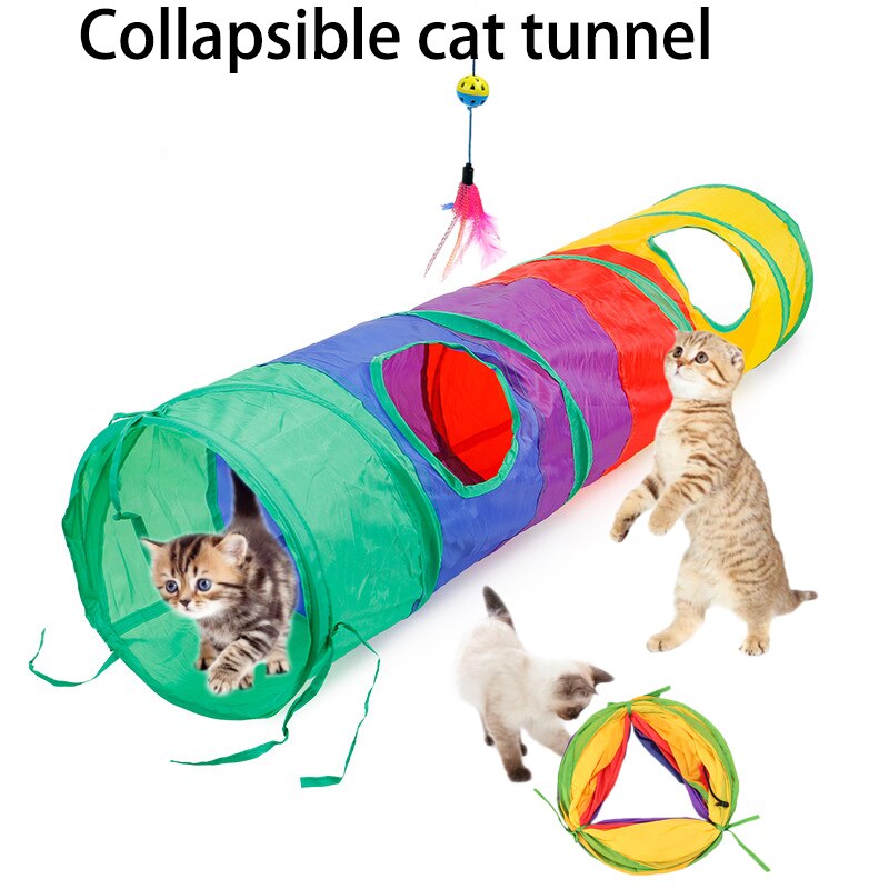 Gato prático túnel pet tubo dobrável brinquedo do jogo ao ar livre indoor kitty filhote de cachorro brinquedos para o enigma exercício escondendo treinamento e r