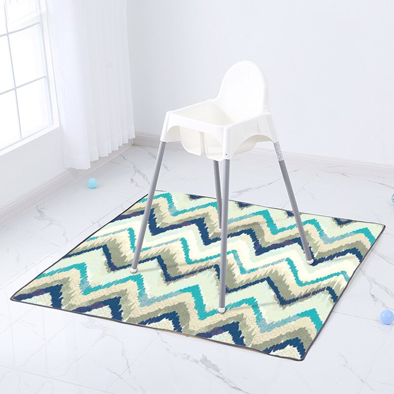 Tapis de jeu carré pour bébé, 130x130cm, décor de chambre de fille, zone de jeu, chevet, chaise haute, grands tapis: D