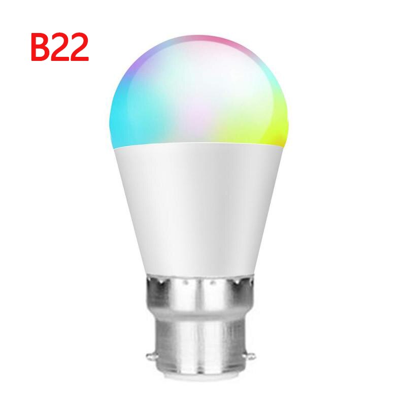 Bombilla inteligente con temporizador regulable, luz con voz por WiFi, 6W, E27, E26, B22, E14, RGB, funciona con Alexa/google home: B22