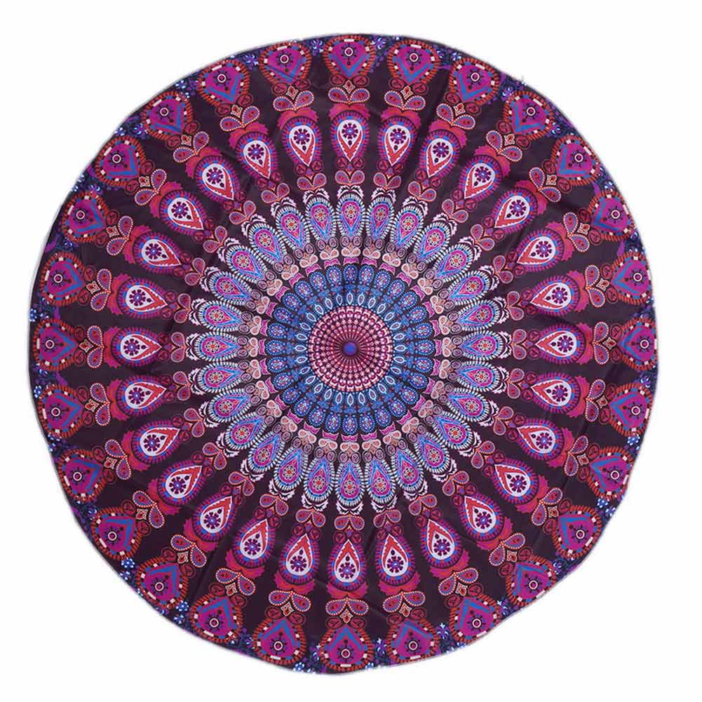 Toalla de playa redonda de microfibra baño de sol de arena para natación 150x150cm YE: 7